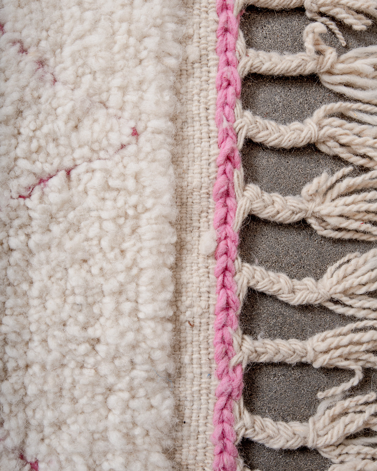 Modern, designer, handcrafted Berber rug from Morocco. Beniourain carpet with beautiful colours and patterns and fluffy wool texture.